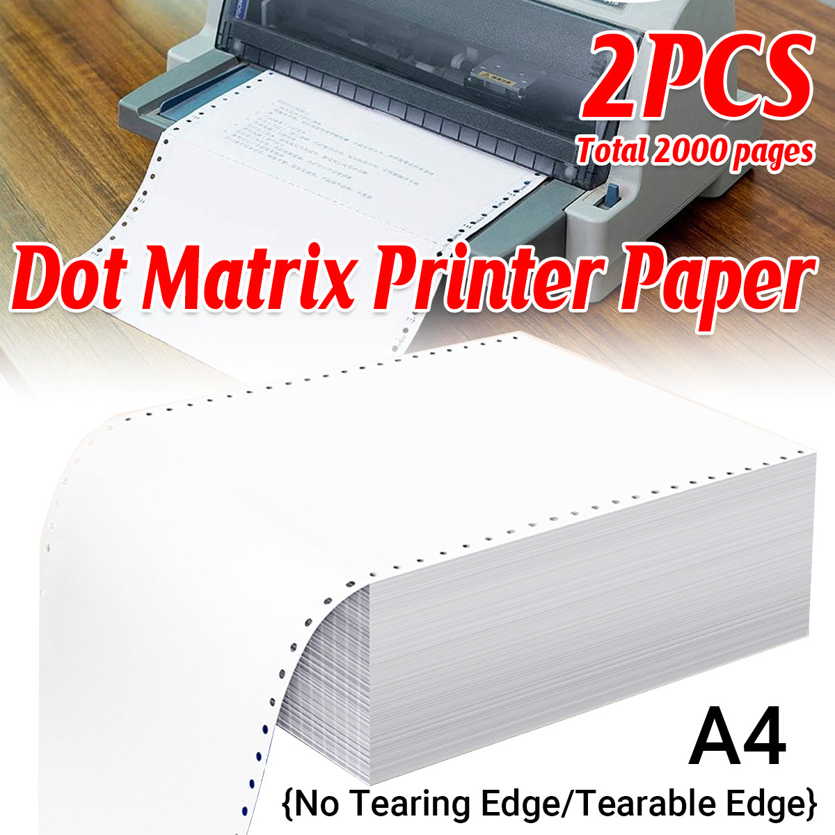 2 Reams A4 Dot Matrix Printer Paper 2000 Sheets