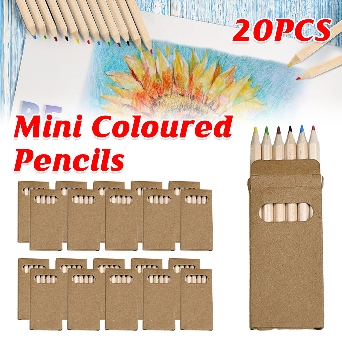 20 Boxes Mini Coloured Pencils Set Compact Drawing Tools