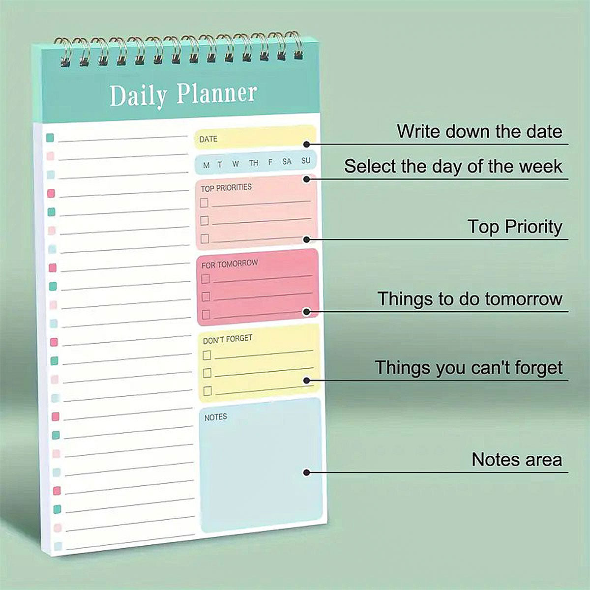 20 Pcs Spiral Week Planner Notebooks 30 Pages Pastel Colours