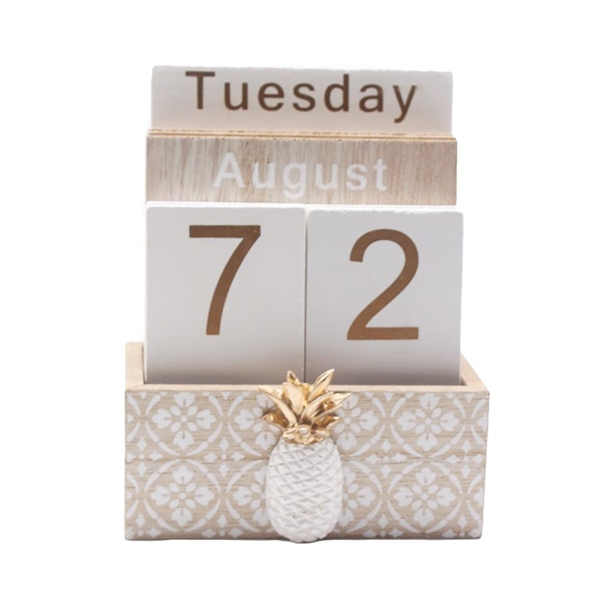 Wooden Perpetual Desk Calendar Retro Block Desktop Decor