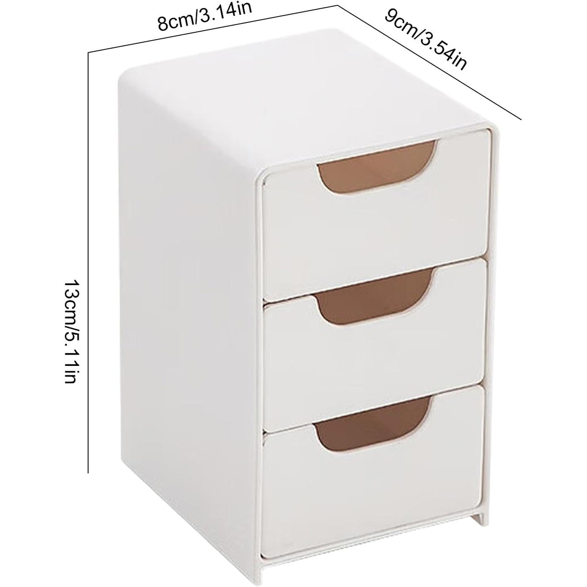 Mini Desktop Organiser Box 3-Layer Plastic Drawer Unit