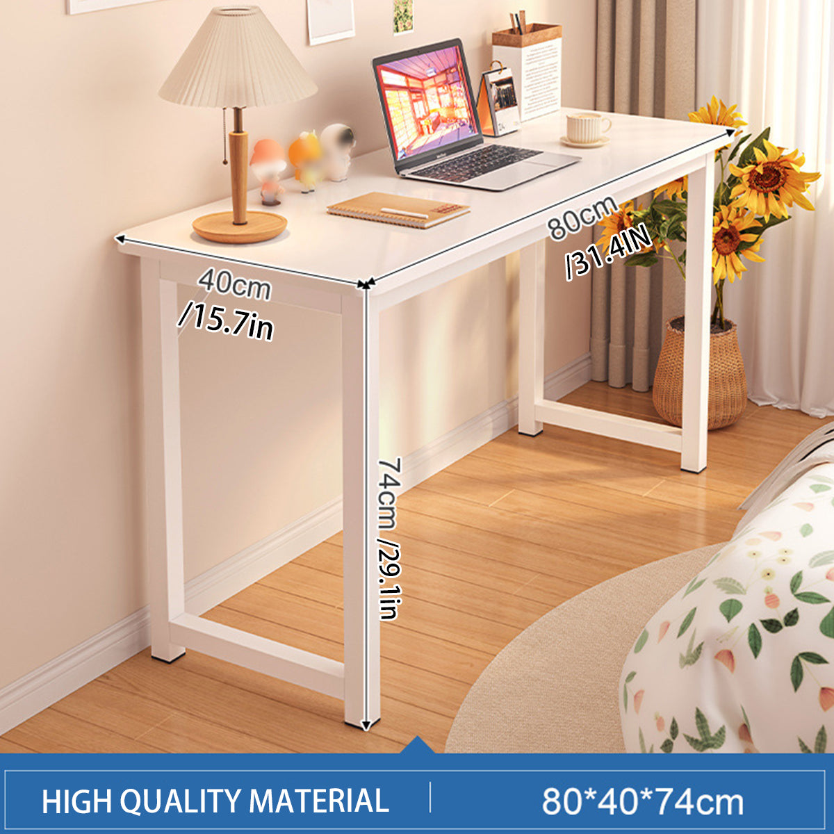 Long Narrow Computer Desk 80x40x74cm Home Office