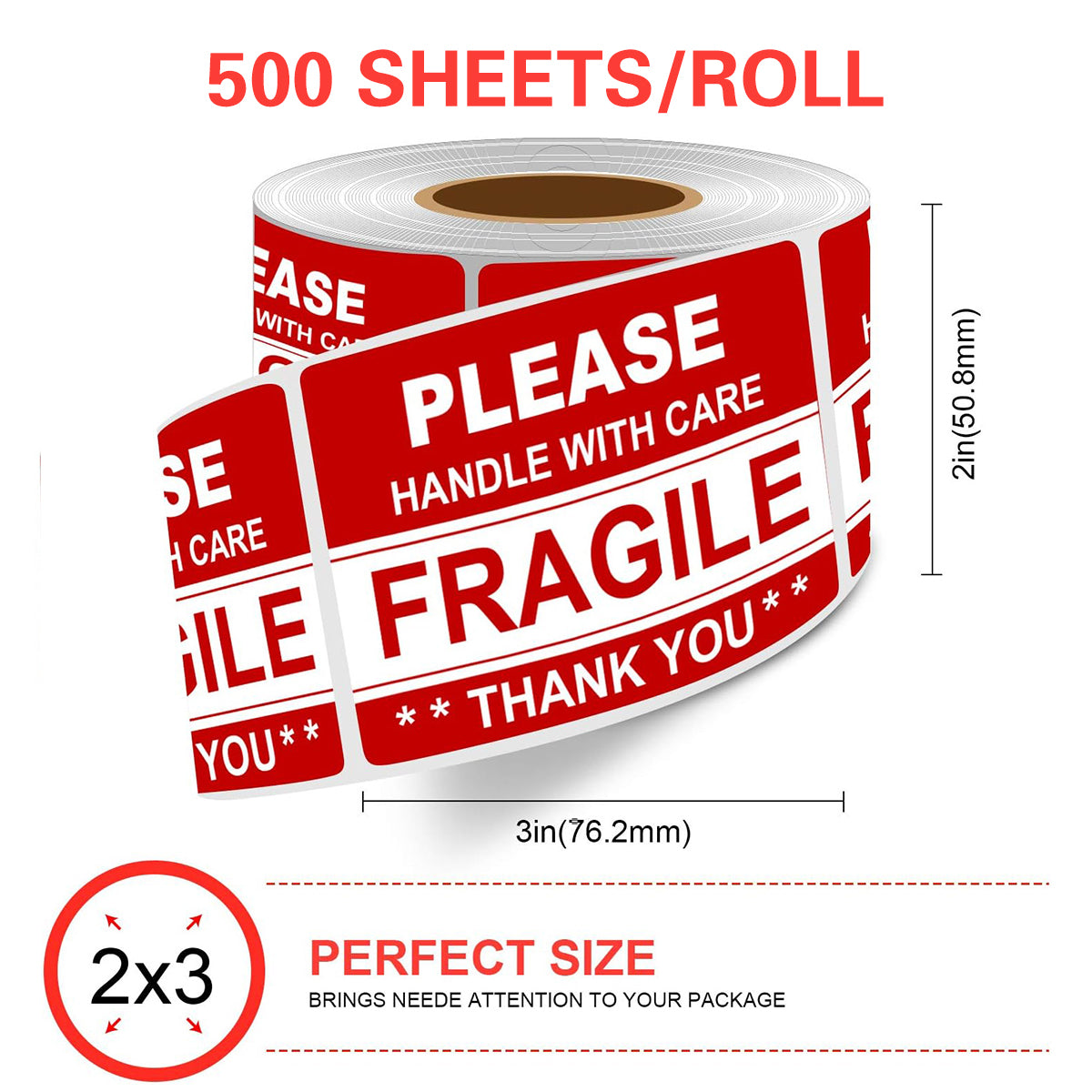 Fragile Sticker Labels 2 Rolls 1000pcs