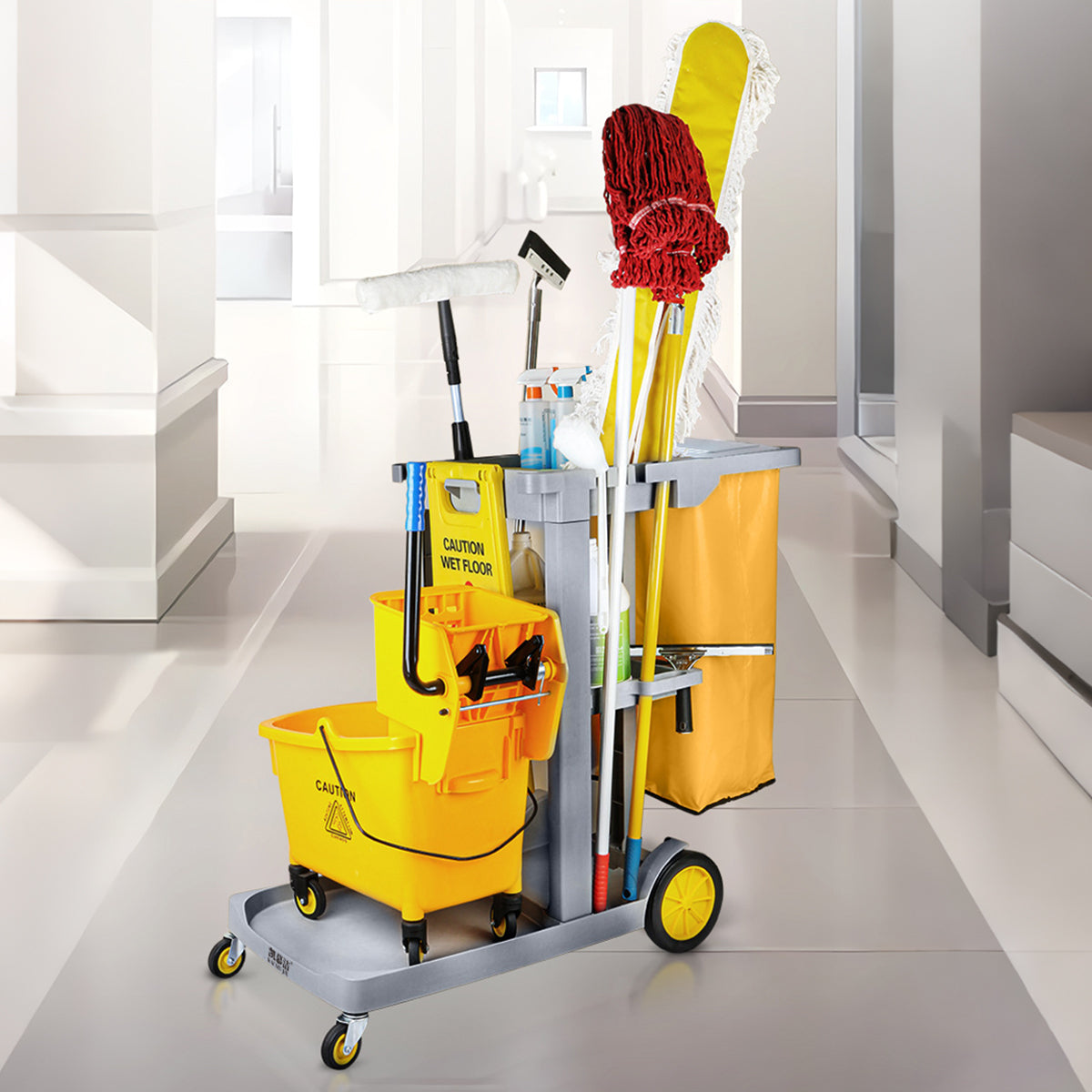 Multi-Function Hand-Push Cleaning Trolley Cart