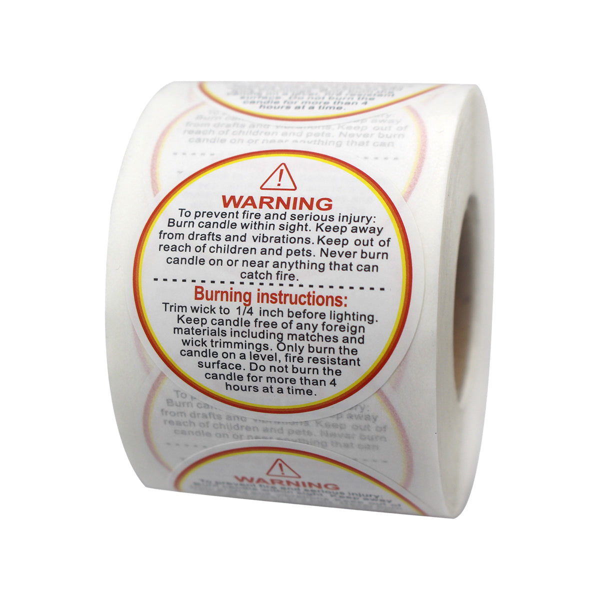 5 Rolls Candle Warning Stickers Fire Safety Decals