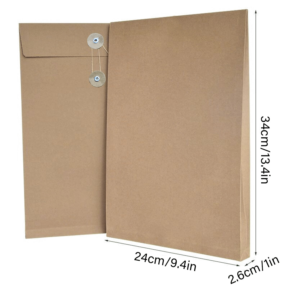 100 Pcs Kraft Paper File Bags with String-Tie Closure