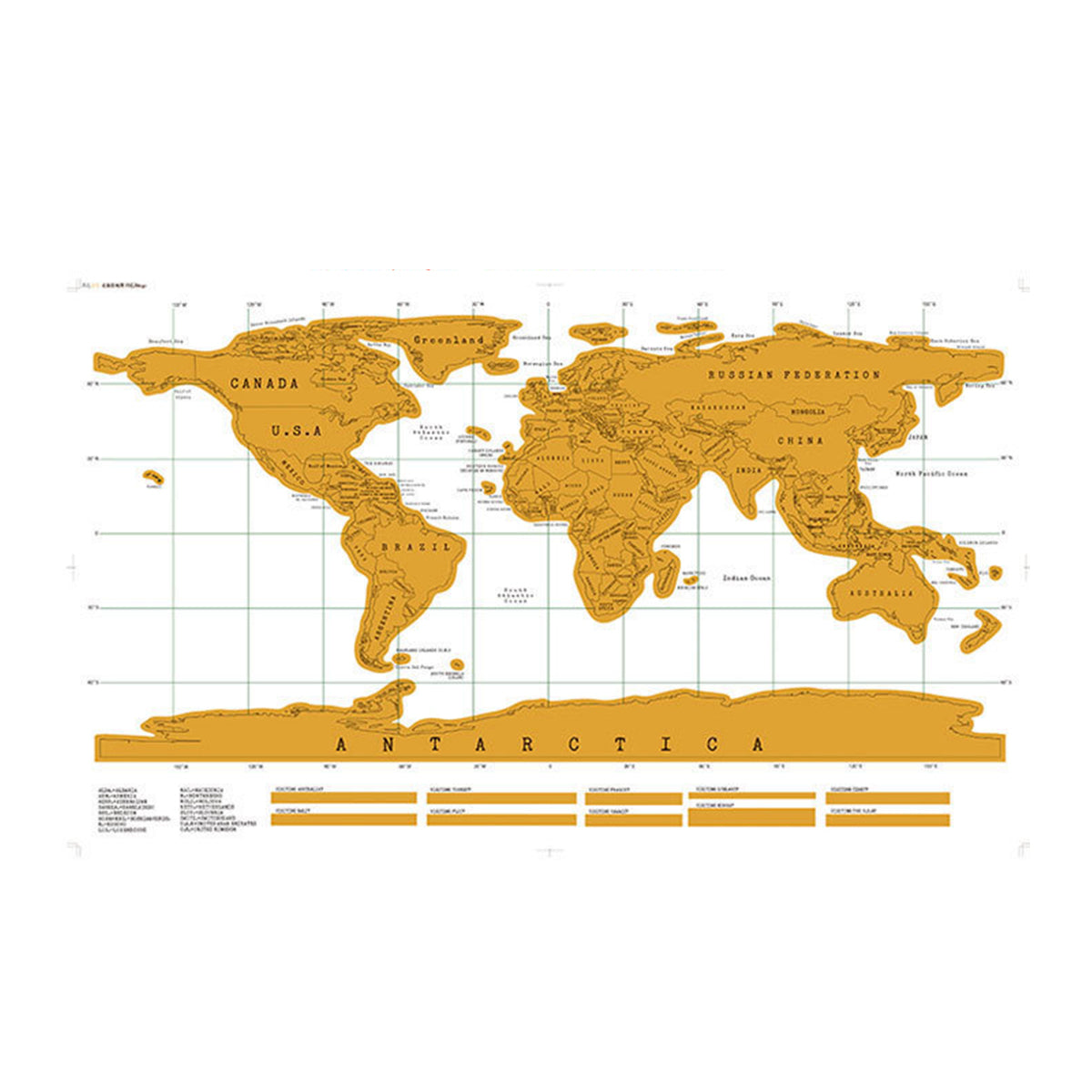 Deluxe Scratch Off World Map Interactive Travel Poster