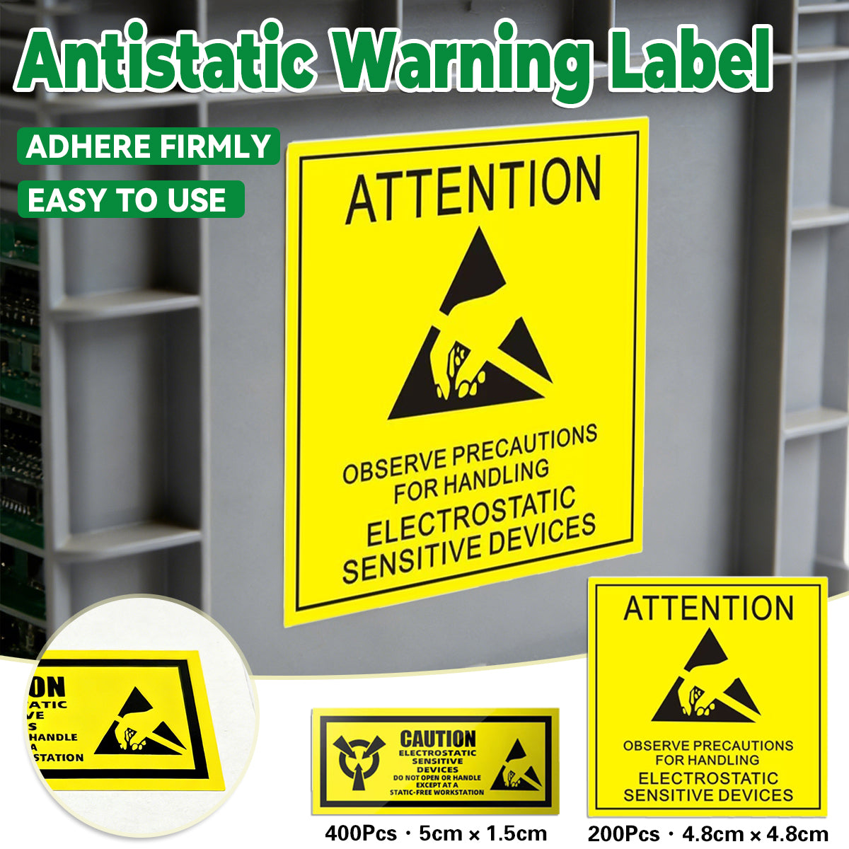 Anti-Static Warning Sticker Labels for Electronics