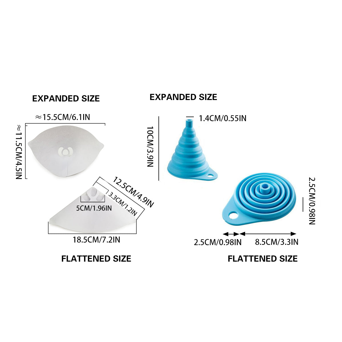 100 Paper Funnels with Silicone Funnel for Liquid Transfer