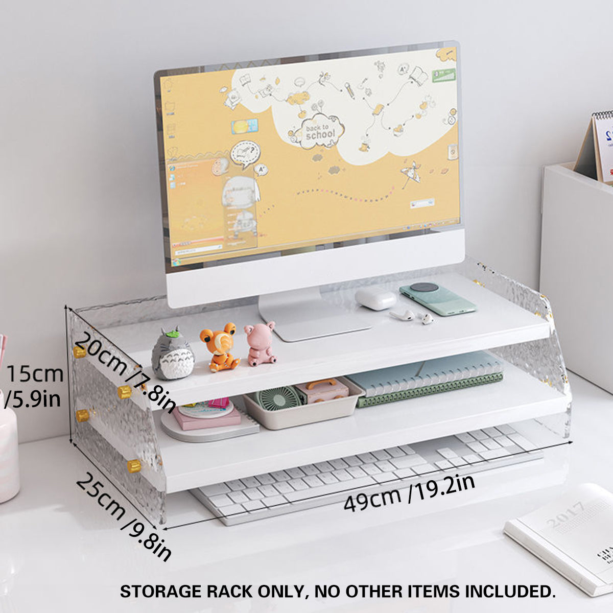 Acrylic Double-Layer Desktop Organiser for Monitor