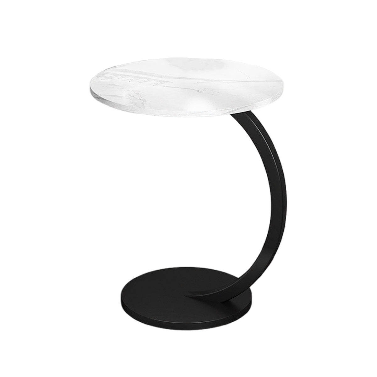 C-Shaped Side Table with Metal Frame for Sofa