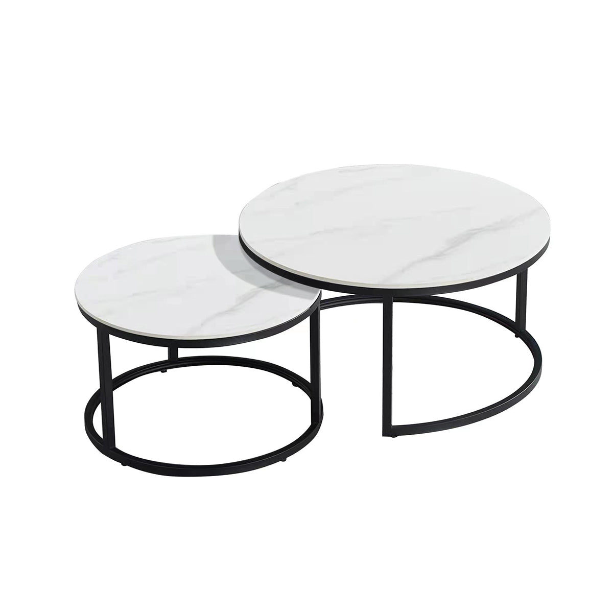 2-Piece Round Nesting Coffee Table Modern Living Room