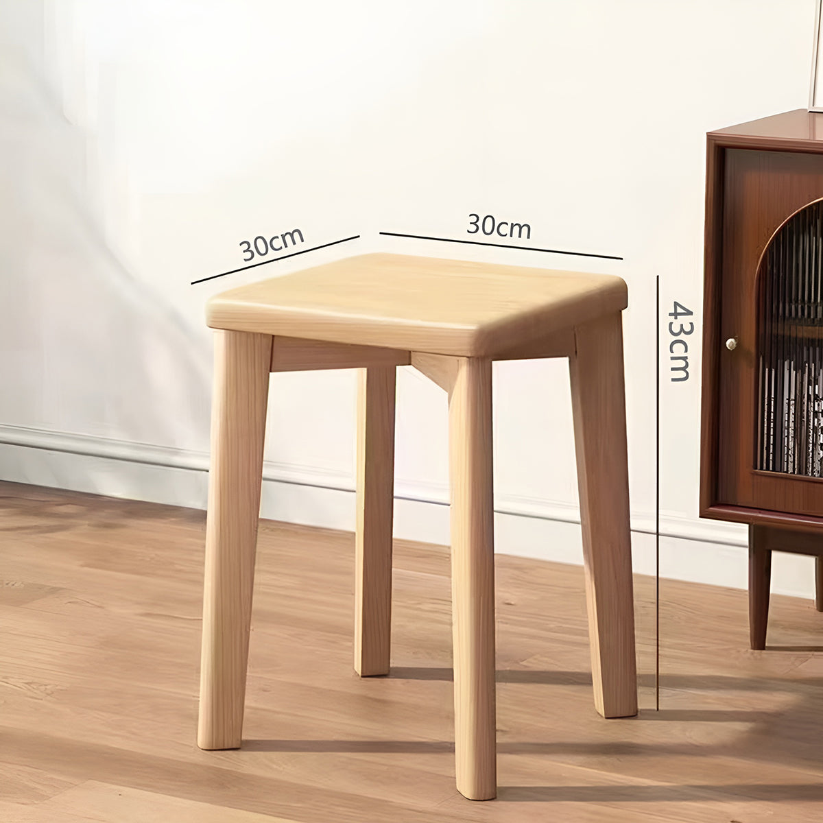 Solid Wood Square Stool for Dining Makeup Home