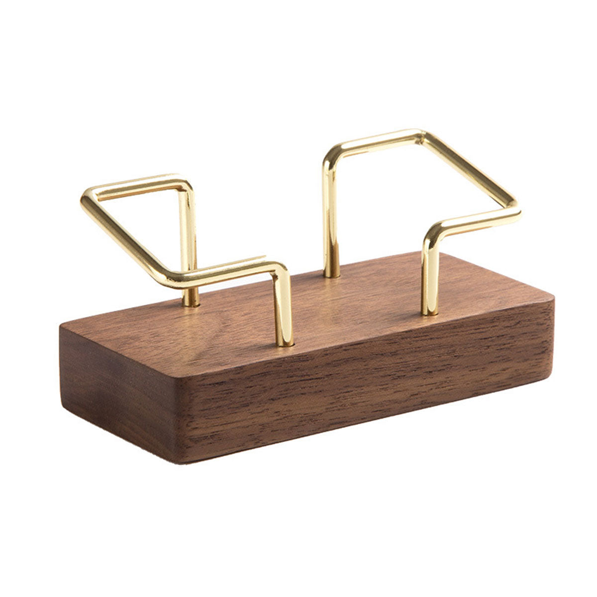 Wood Business Card Holder with Metal Frame Desk Organizer
