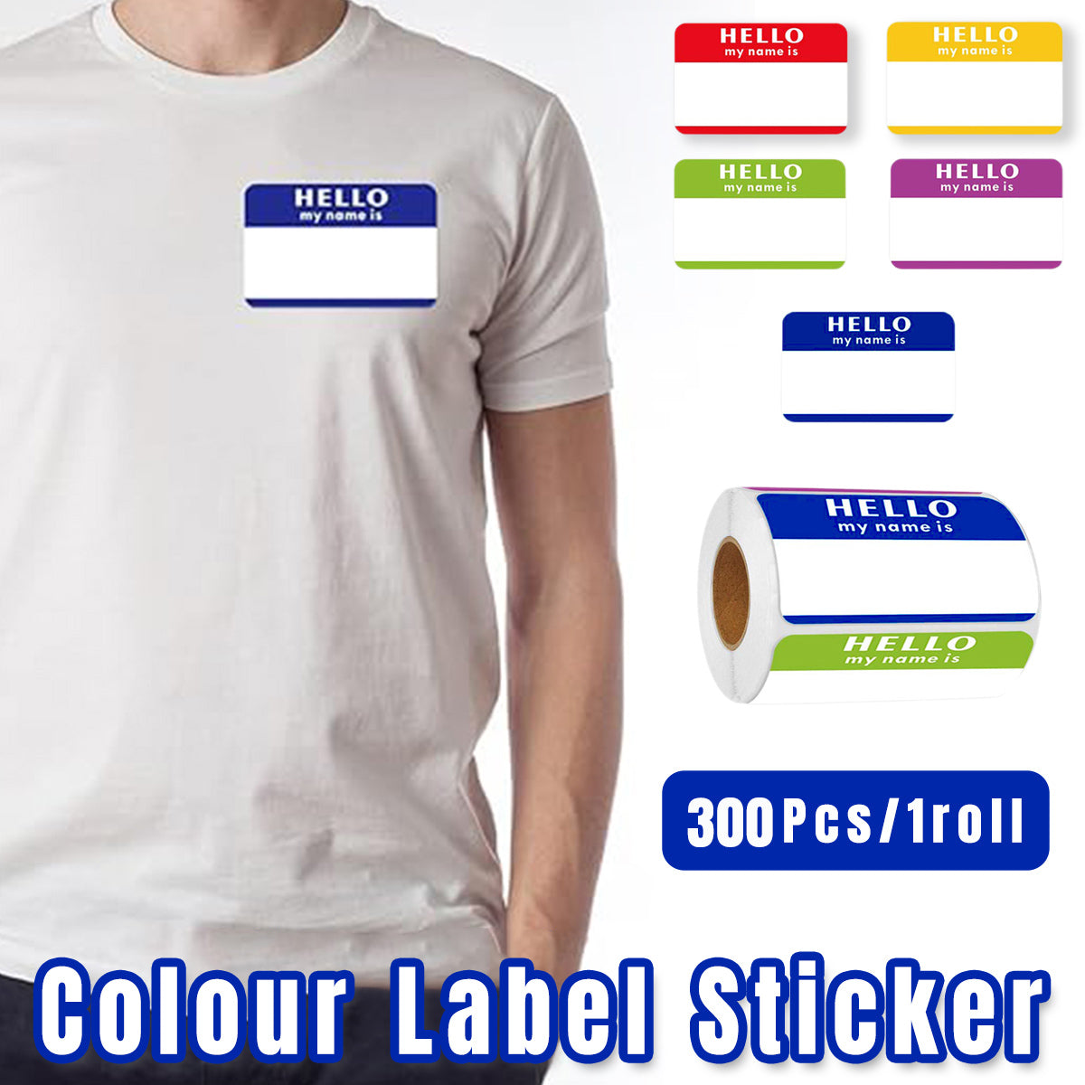 300 Pcs Cartoon Name Labels Hello My Name Is Stickers