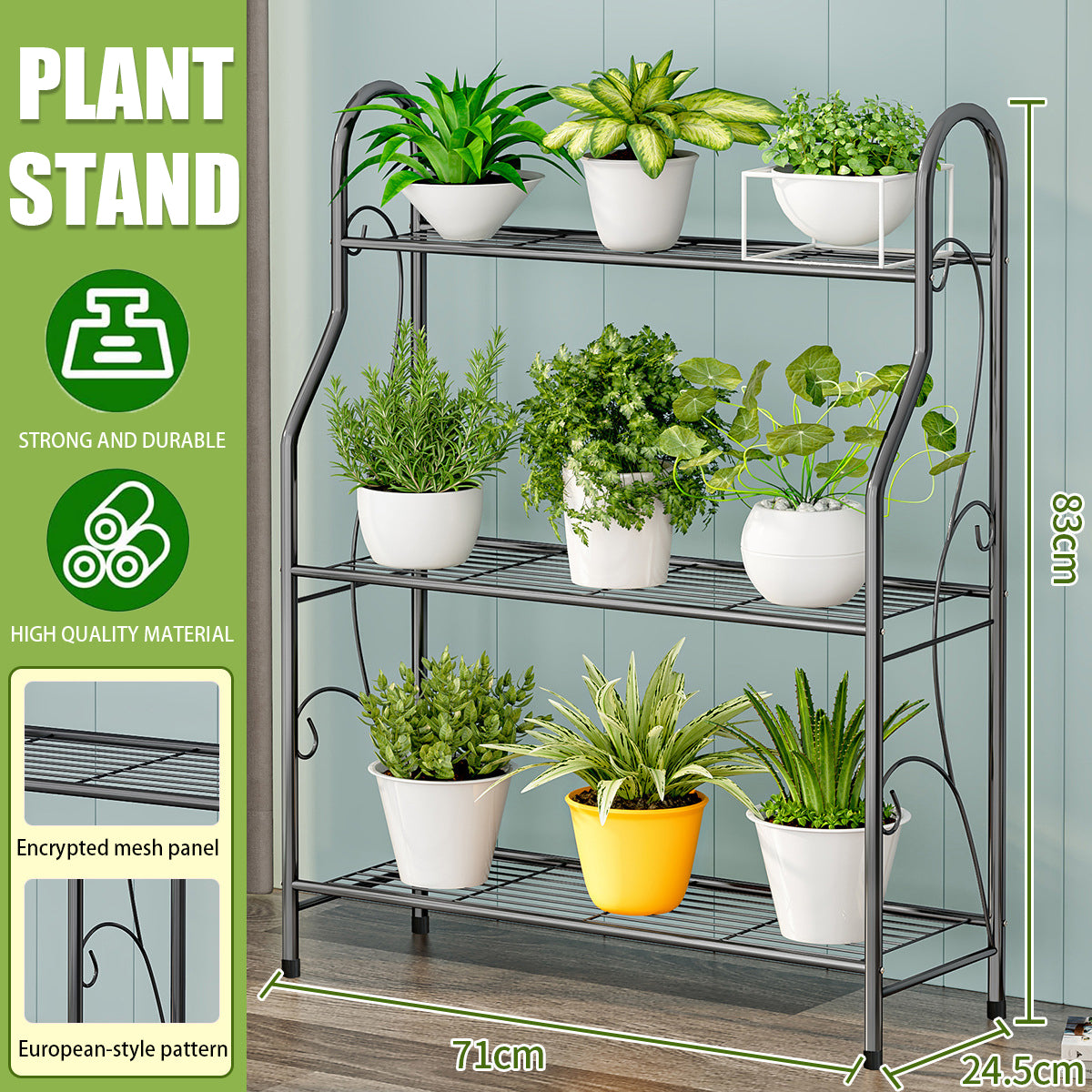 3-Tier Metal Flower Stand for Indoor and Outdoor
