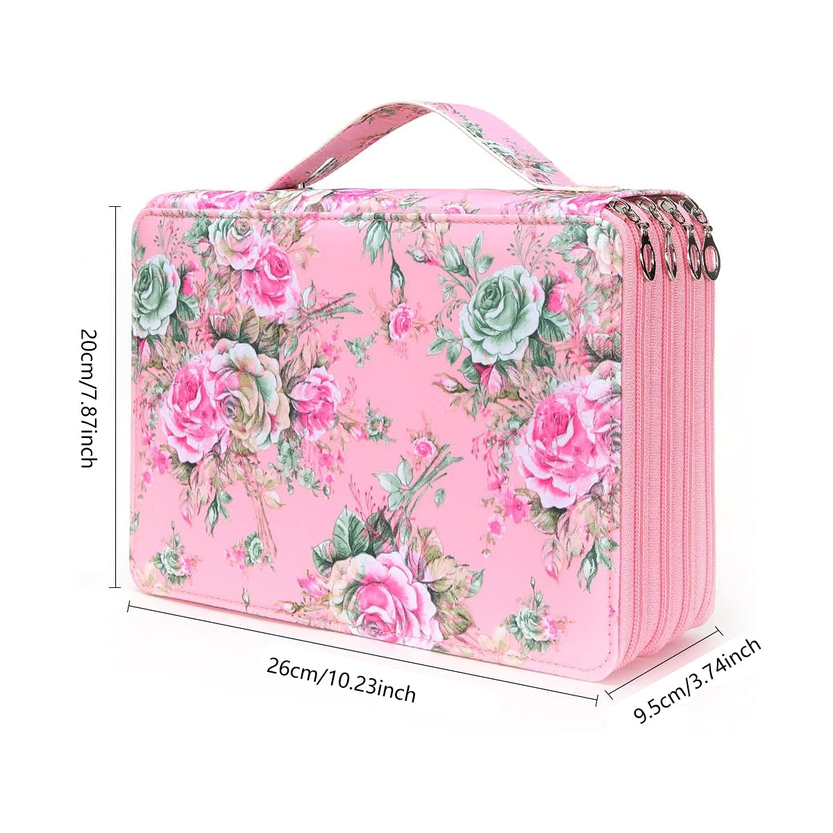 200-Slot Floral Pencil Case with Handle