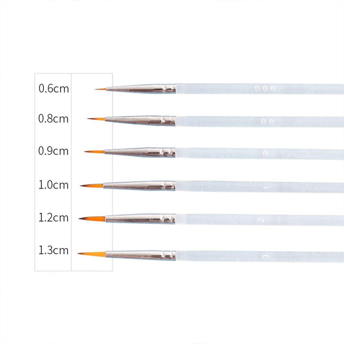 6 Pcs Detail Paint Brushes with Nylon Hair and Acrylic Rod