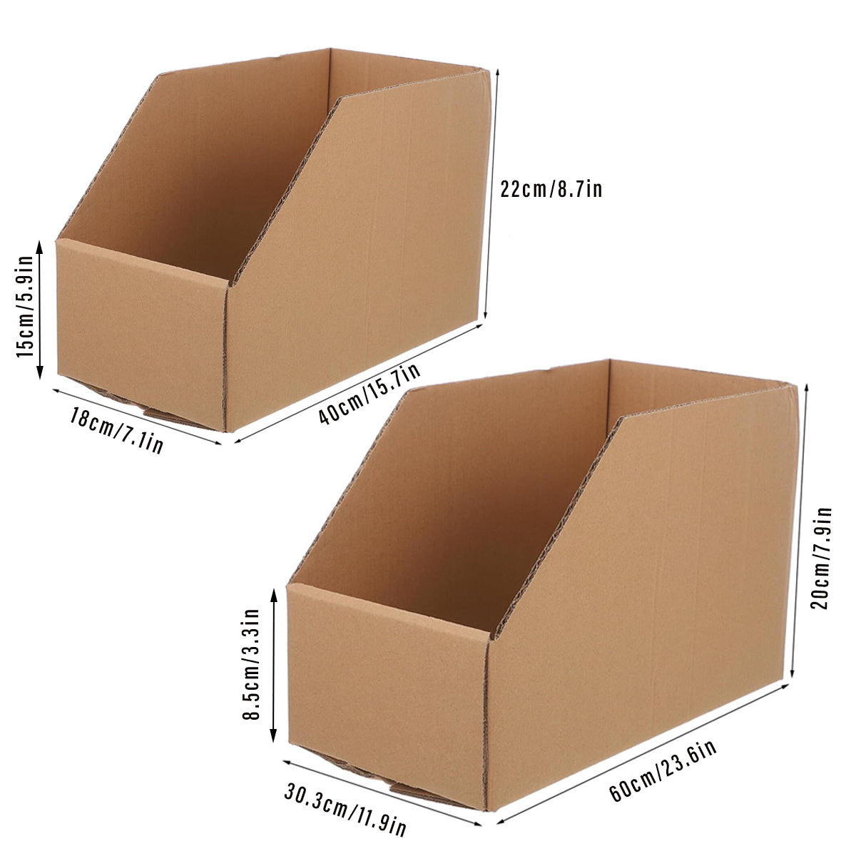10 Pcs Slanted Cardboard Storage Boxes Shelf Sorting