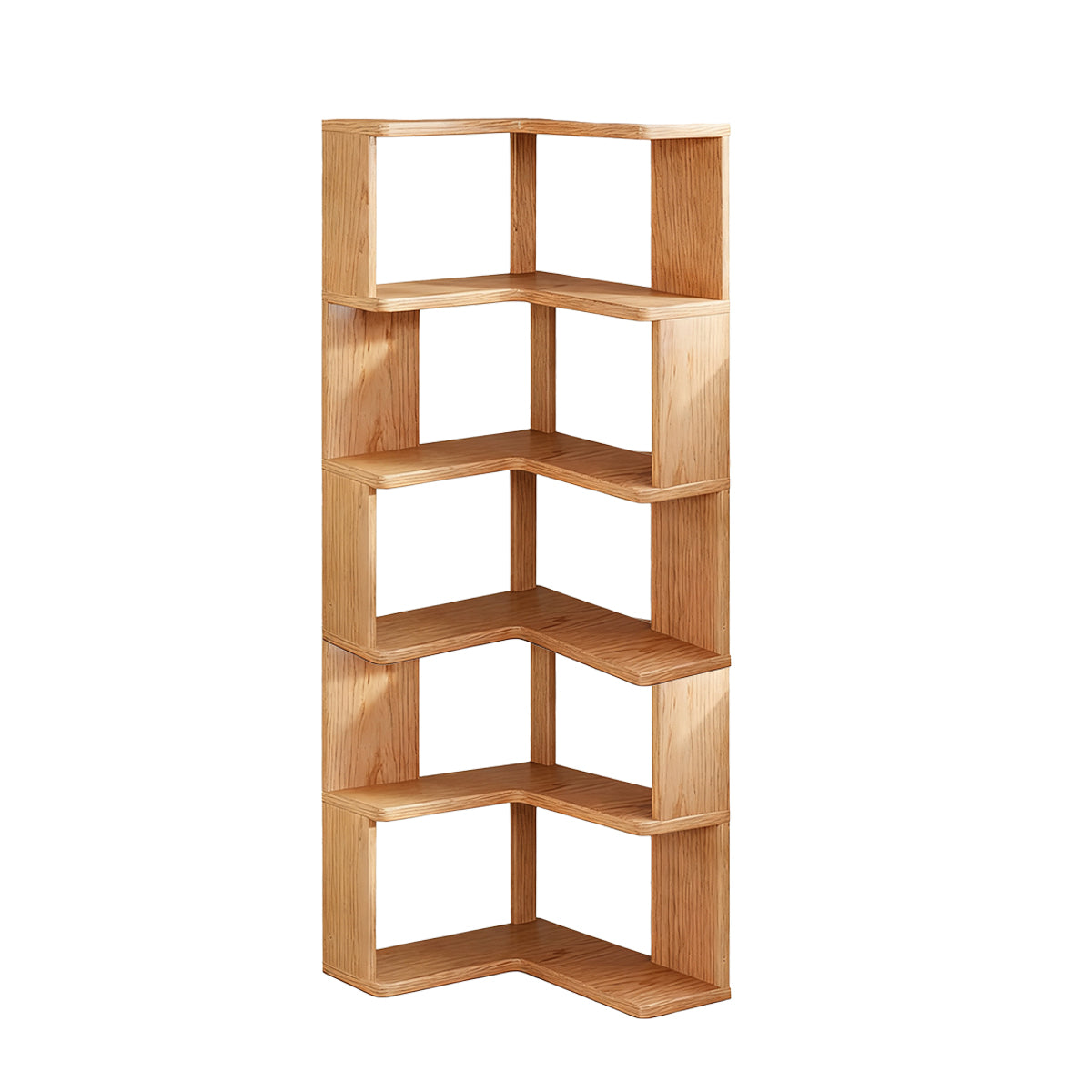 Solid Wood Corner Bookshelf Space Saving Floor Storage