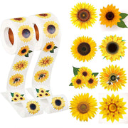 2 Rolls Sunflower Decorative Stickers Self-Adhesive Labels