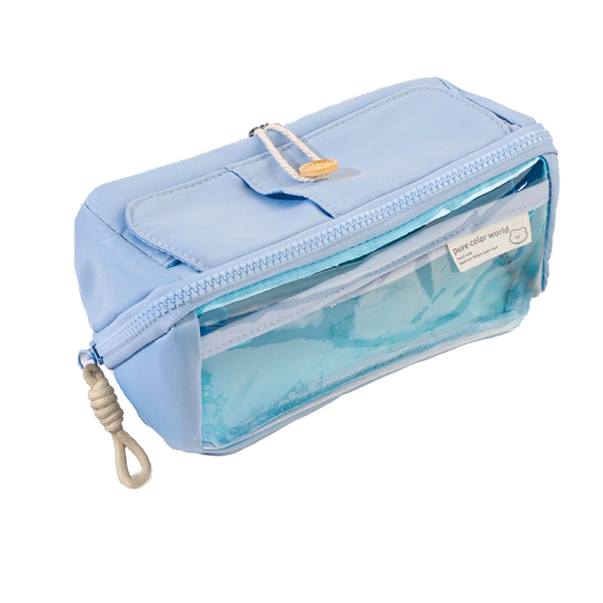 Japanese Style Stationery Bag Large Capacity with Clear Pocket