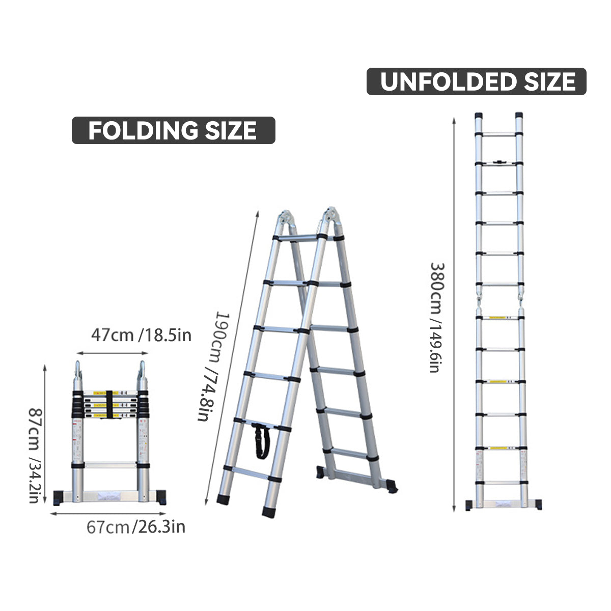 Retractable Aluminium Alloy Ladder 320 / 380 cm