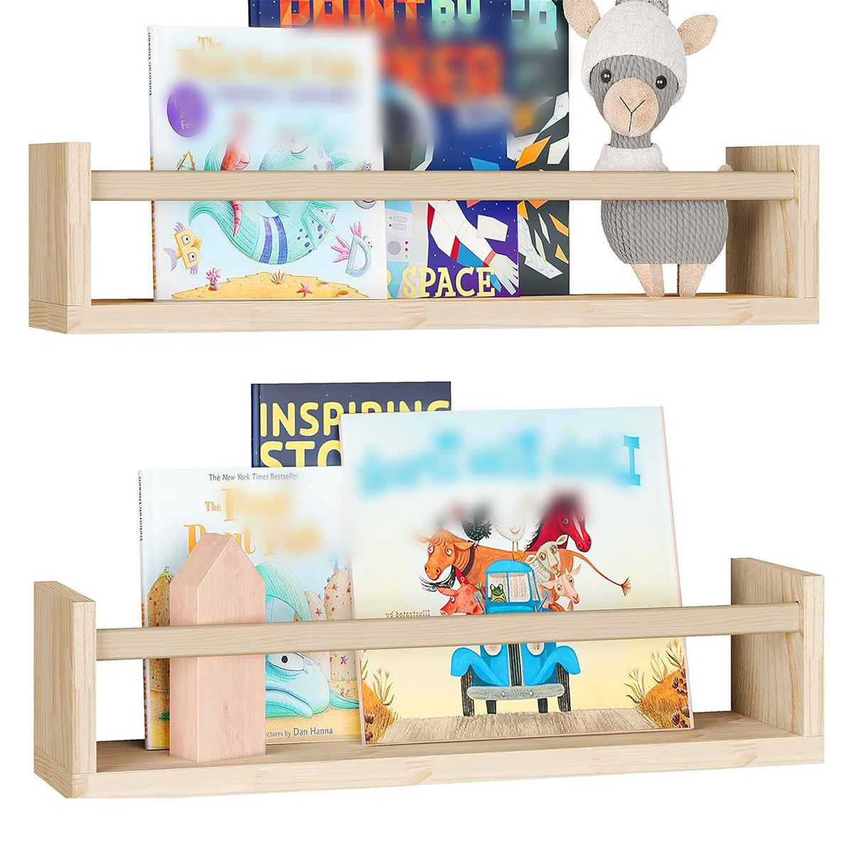 2 Pcs Solid Wood Wall Mounted Ledge Shelf