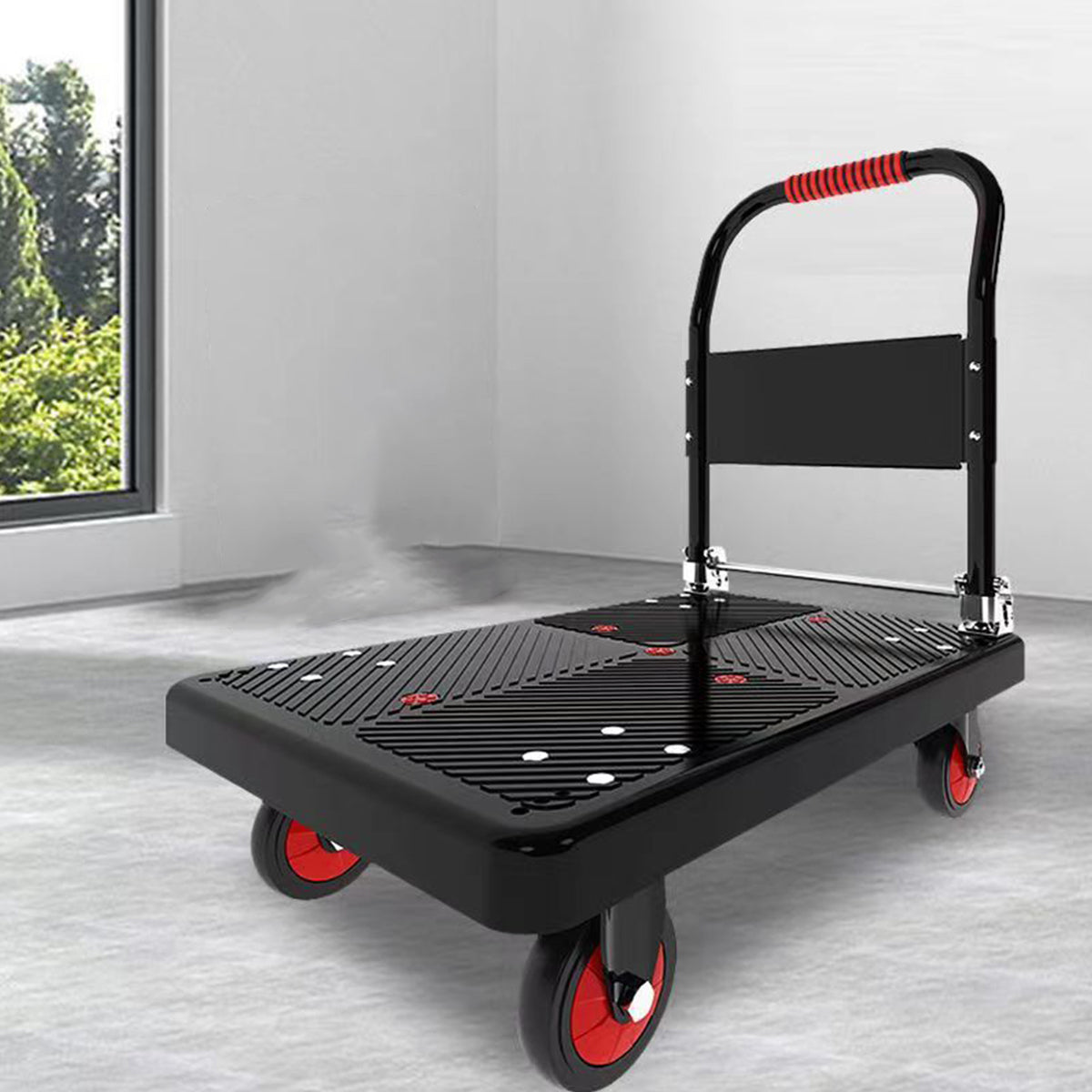 Folding Handle Flatbed Cart with 275kg Capacity