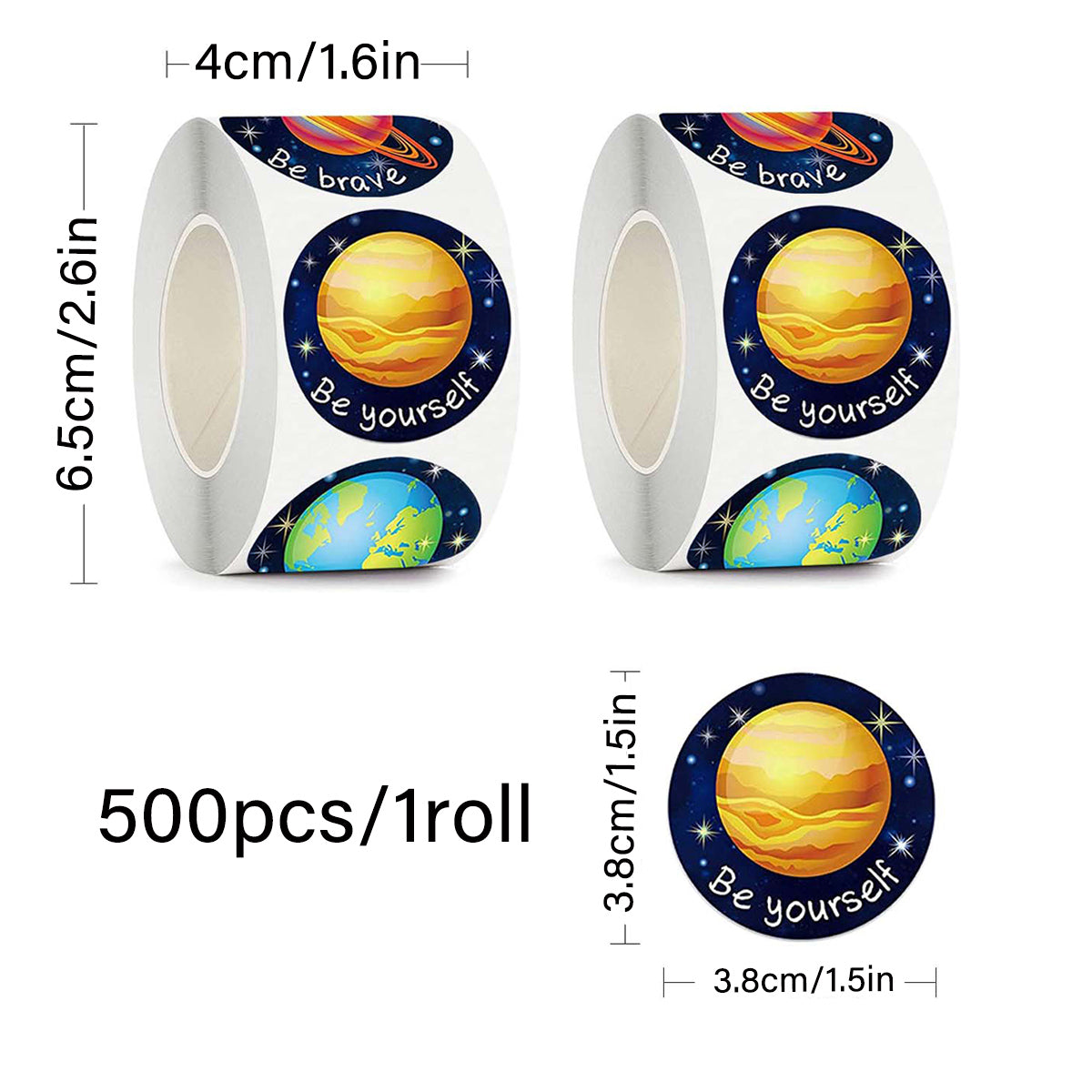 2 Rolls Kids Decorative Sticker Labels Space Planet Designs