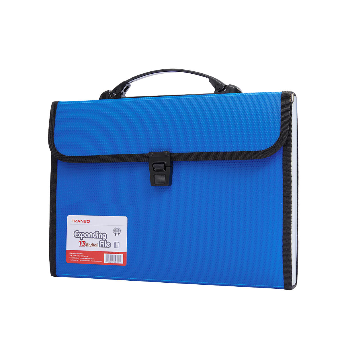 A4 Expanding File Folder 13 Pockets with Handle Blue PP