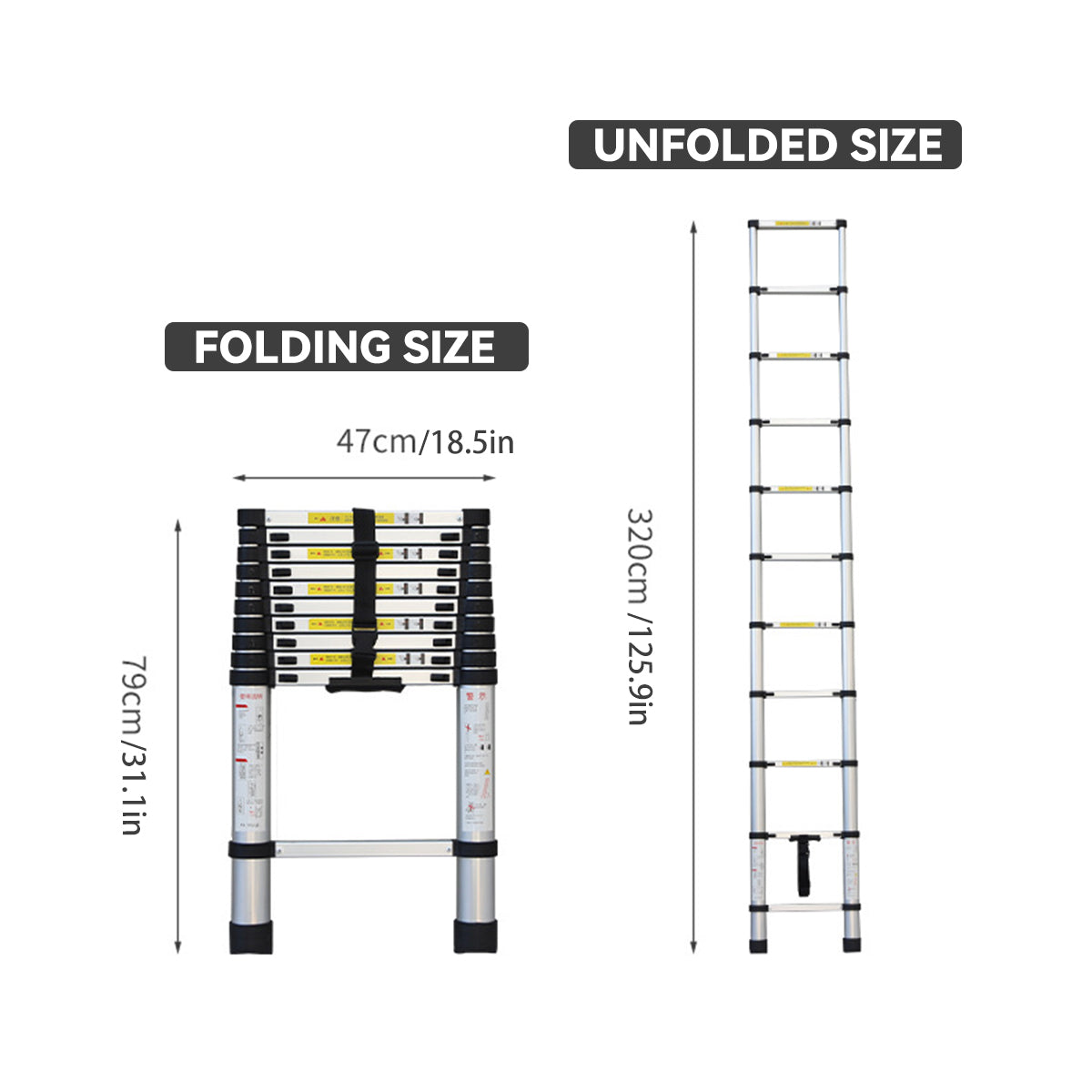 Retractable Aluminium Alloy Ladder 320 / 380 cm
