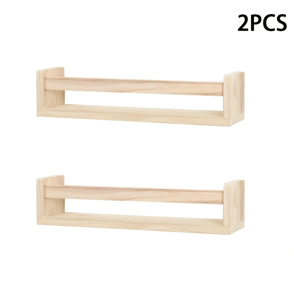2 Pcs Solid Wood Wall Mounted Ledge Shelf