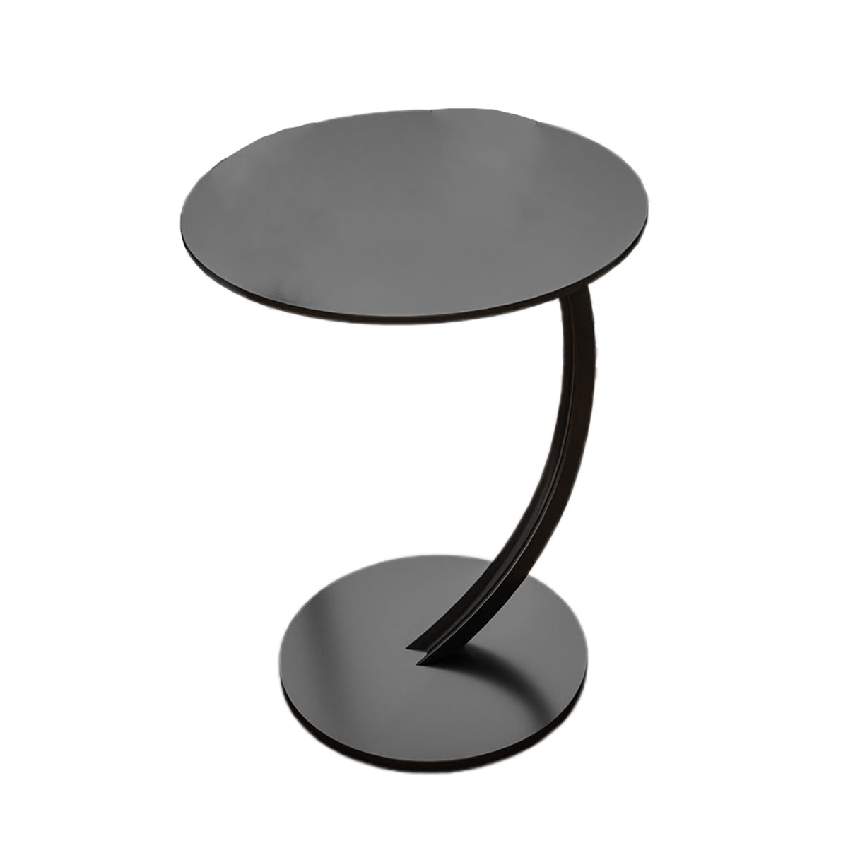 C-Shaped Side Table with Metal Frame for Sofa