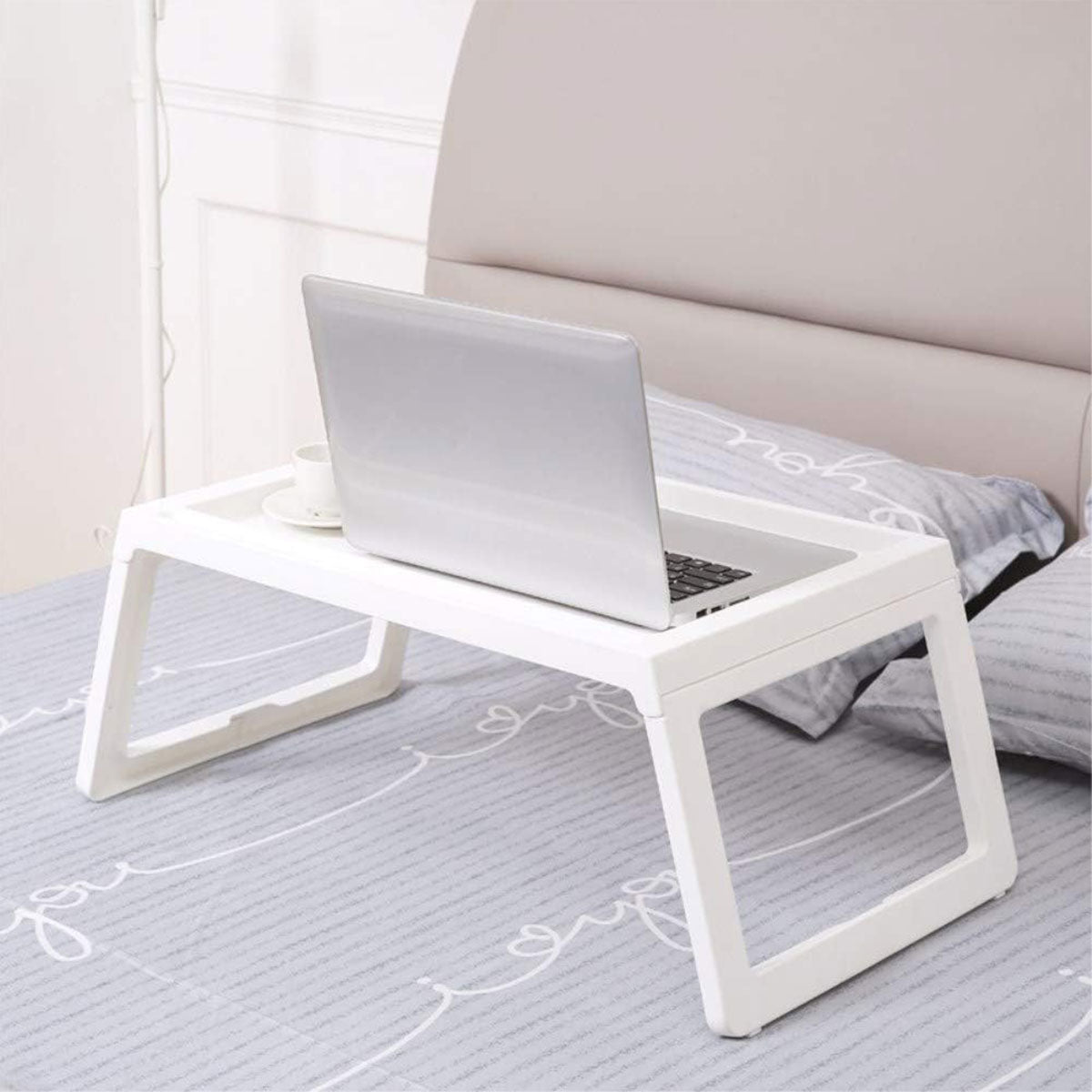 Foldable Laptop Bed Table Portable PP Desk with Device Slot