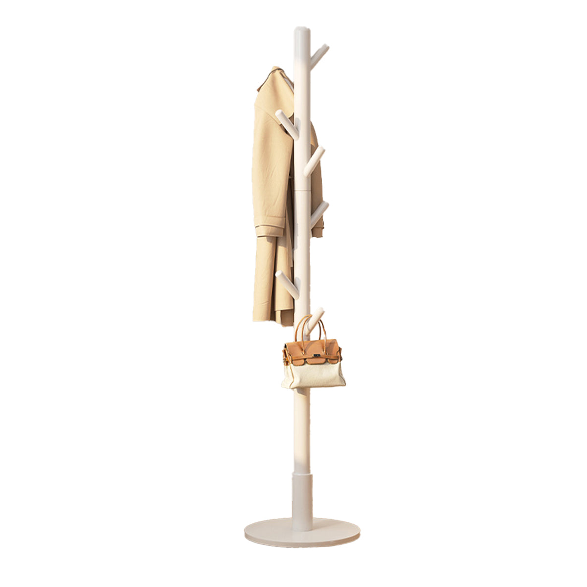 Solid Wood Clothes Hanger Floor Coat Rack with 8 Hooks