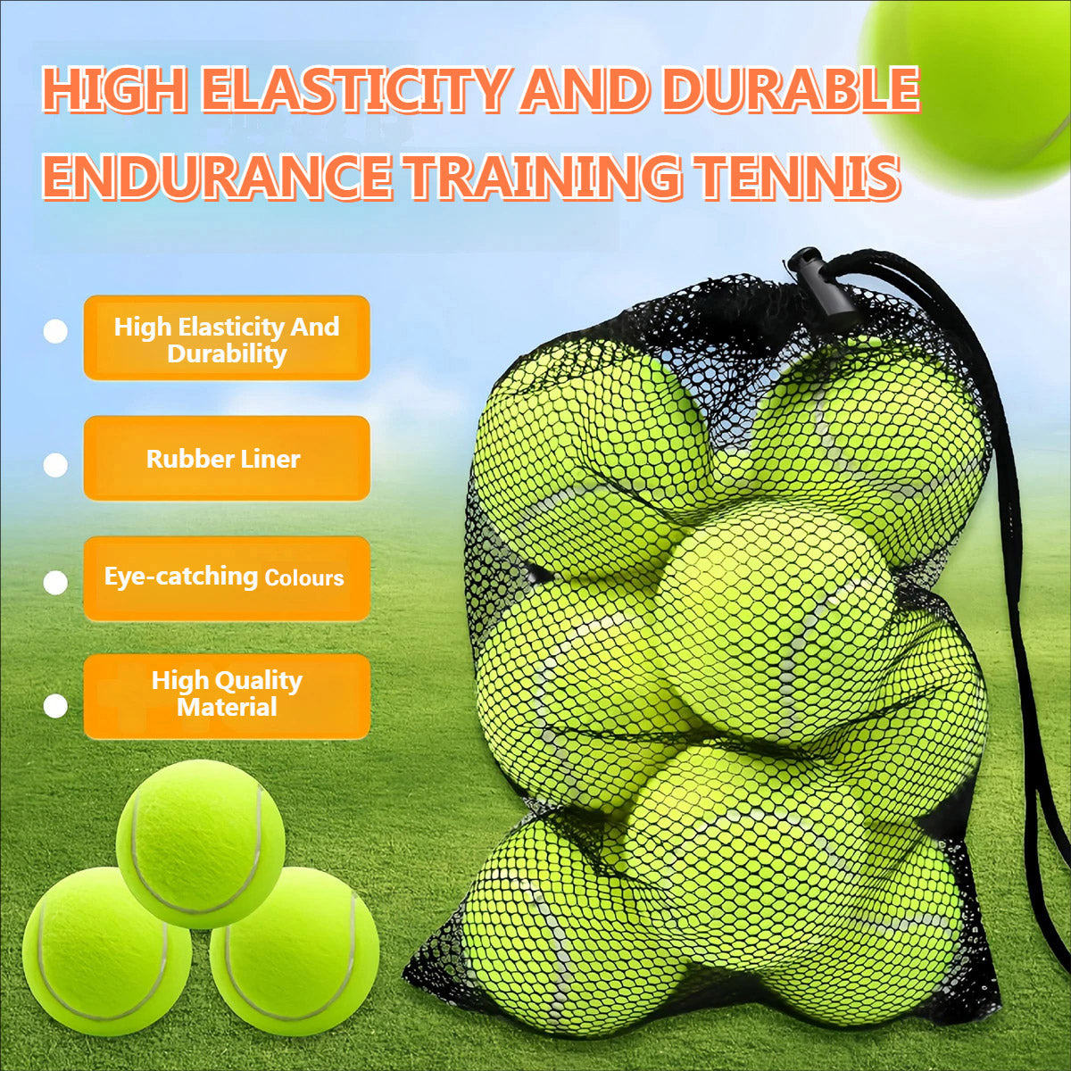 15pcs Training Tennis Balls with High Bounce