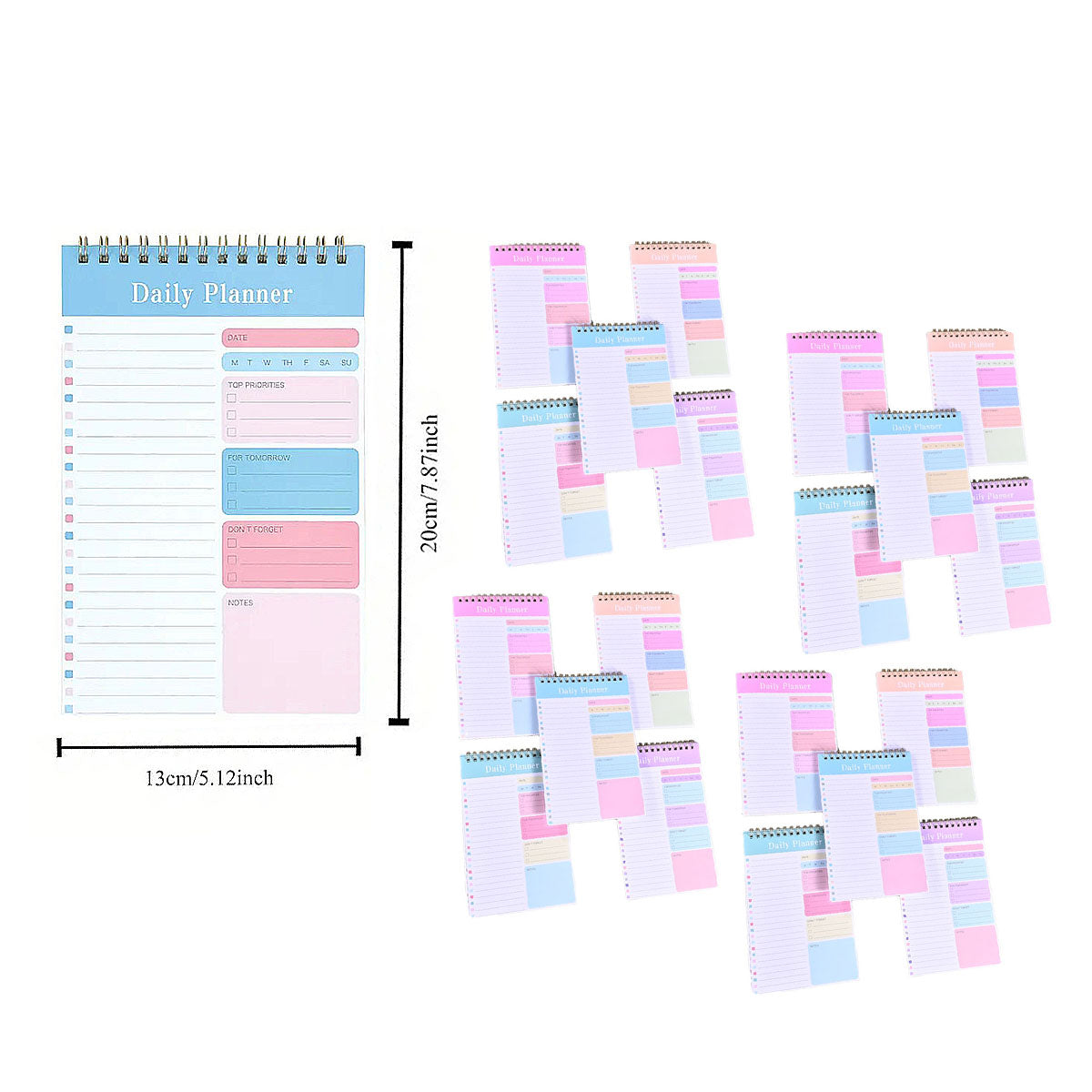 20 Pcs Spiral Week Planner Notebooks 30 Pages Pastel Colours