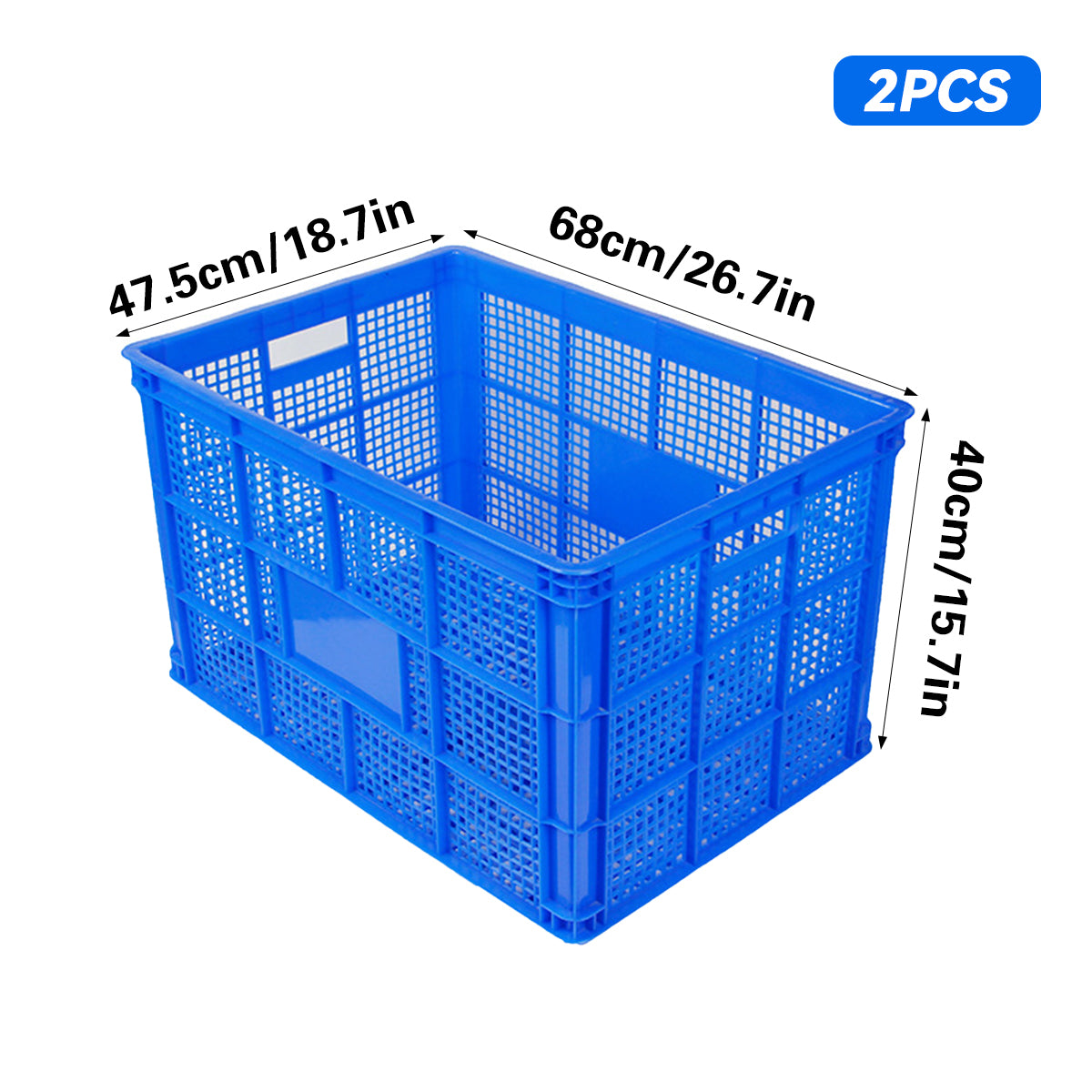 2pcs Heavy Duty PE Plastic Storage Baskets