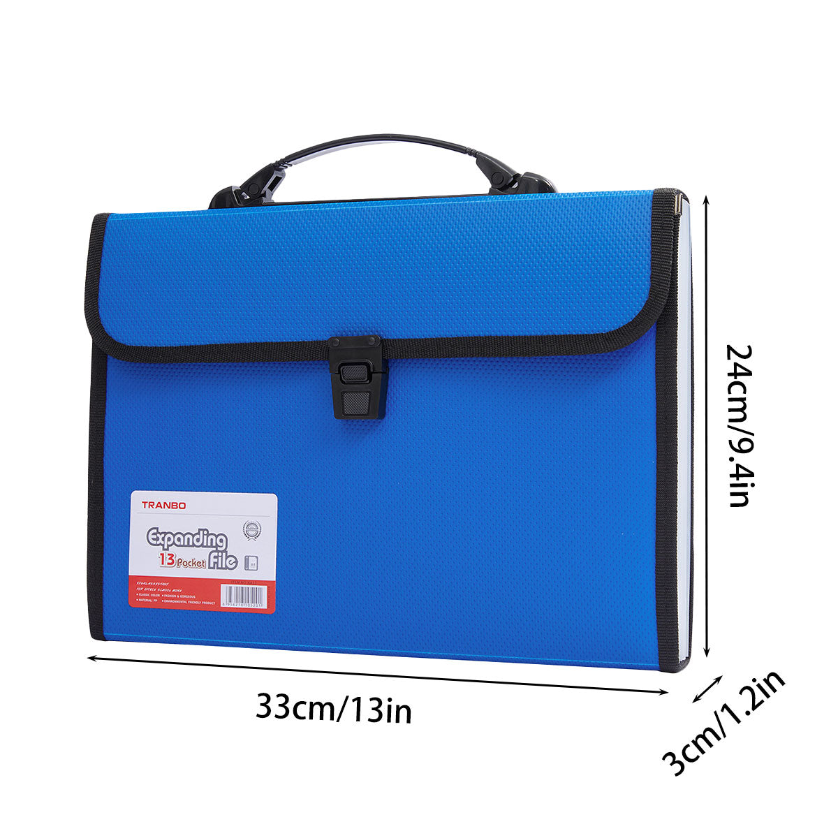 A4 Expanding File Folder 13 Pockets with Handle Blue PP
