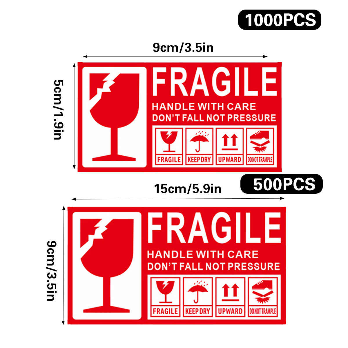 Fragile Warning Stickers Self Adhesive for Parcels