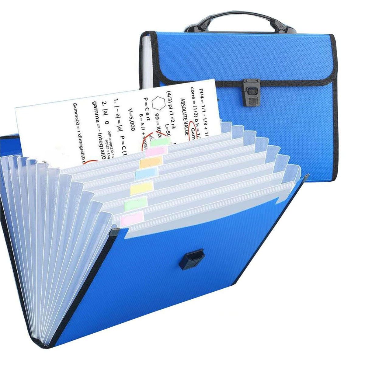 13-Pocket A4 Expanding File Folder with Handle, Blue PP Snap Buckle ...