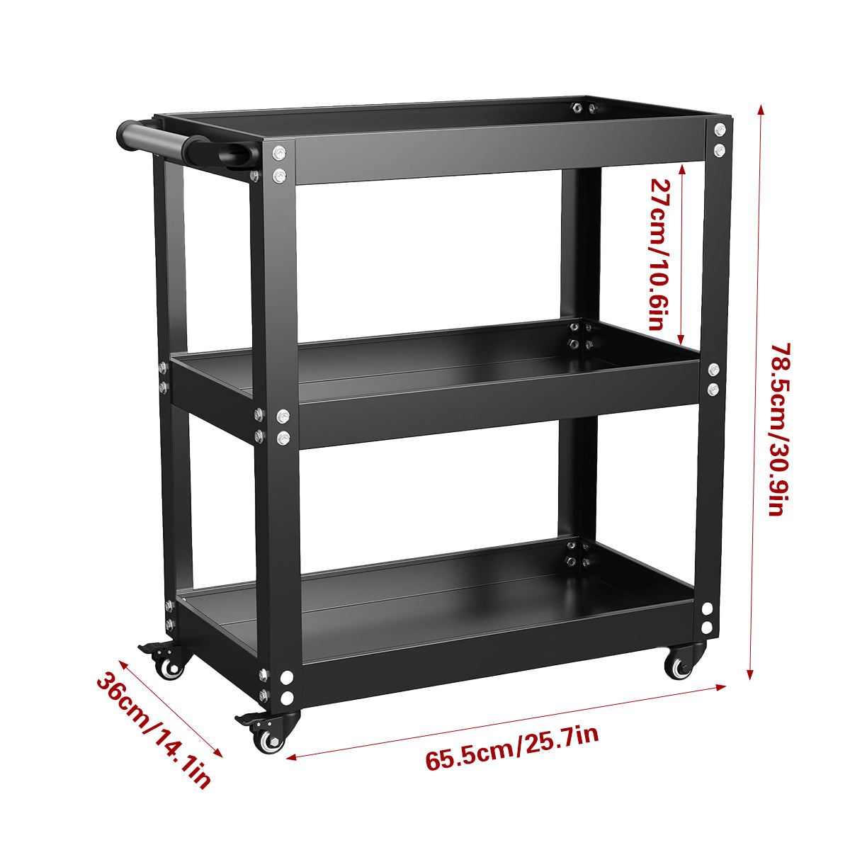 3 Tier Mobile Storage Tool Cart for Garage