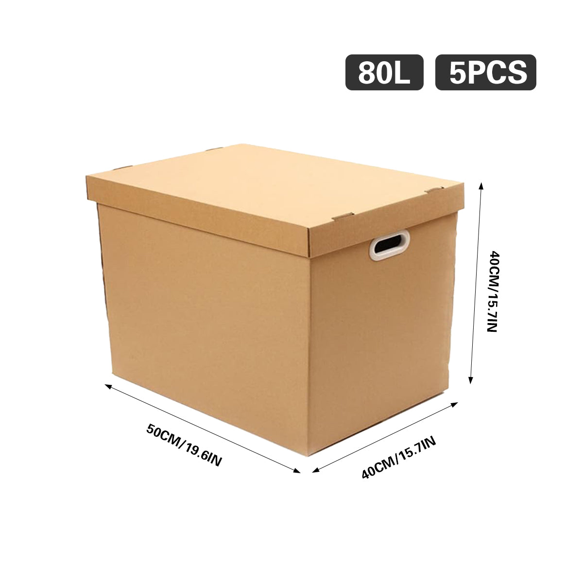 5pcs 80L Kraft Paper Storage Box with Lid