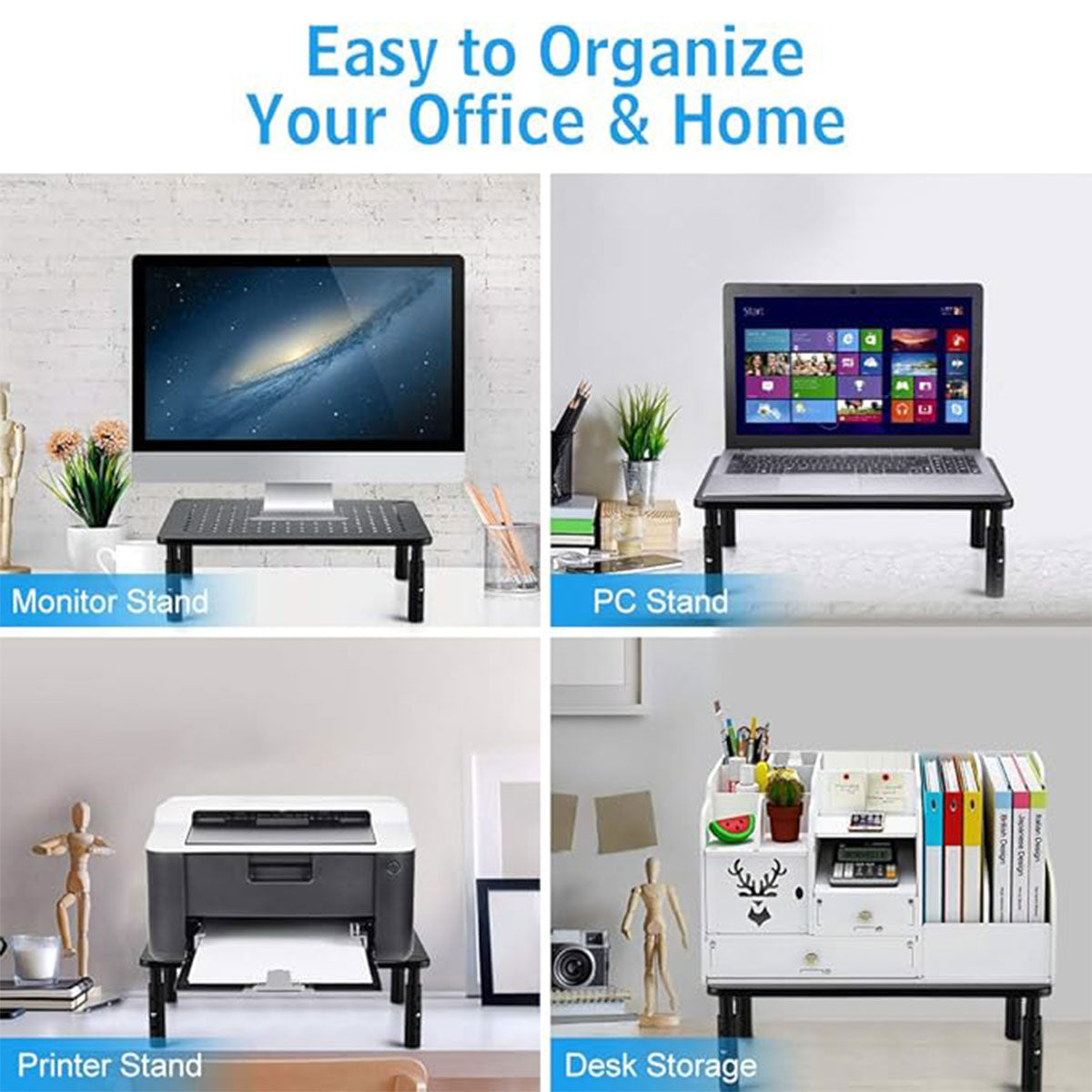 3-Height Adjustable Monitor Riser for Laptop Printer