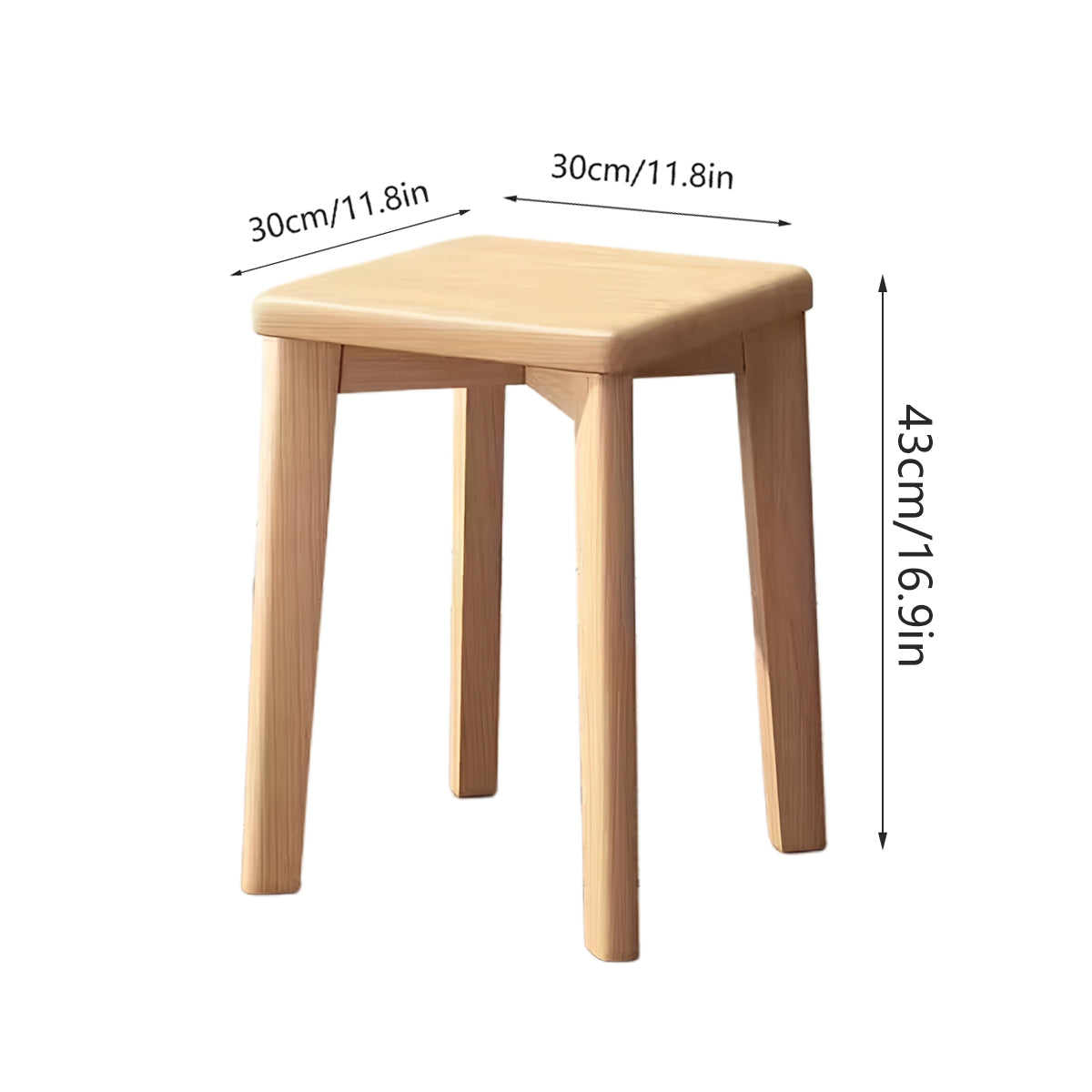 Solid Wood Square Stool for Dining Makeup Home