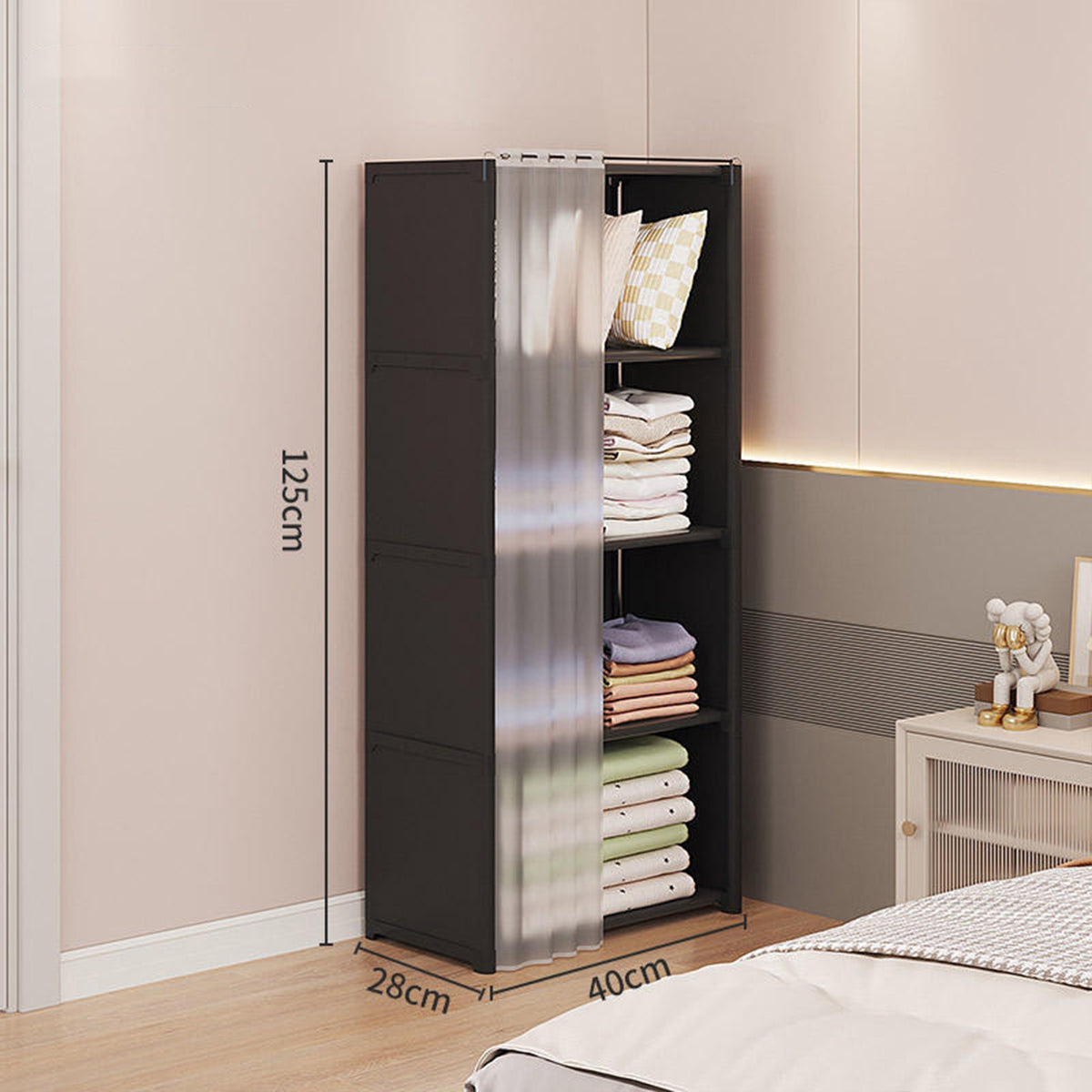 Versatile Bookshelf Storage Rack with Dust Proof Curtain