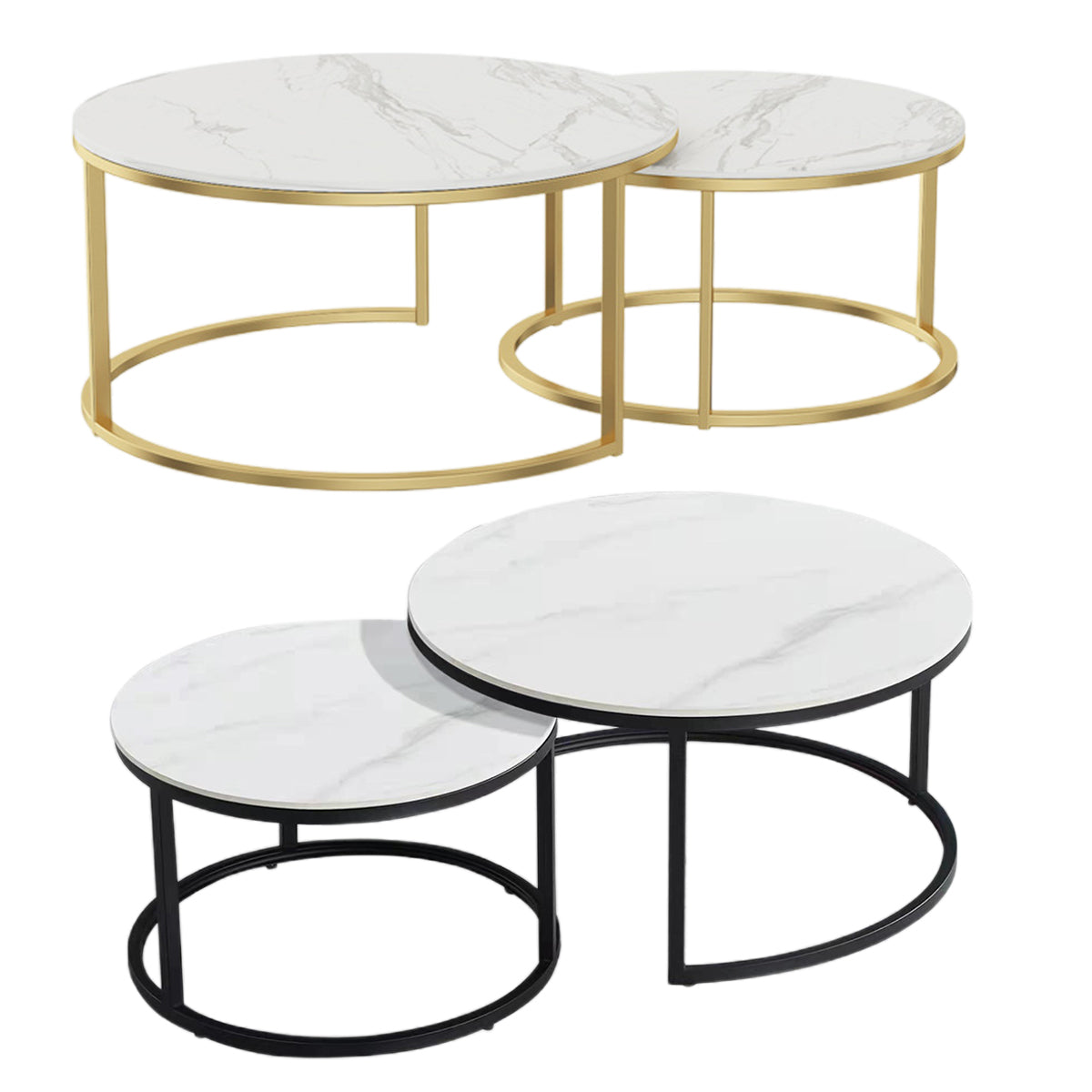 2-Piece Round Nesting Coffee Table Modern Living Room