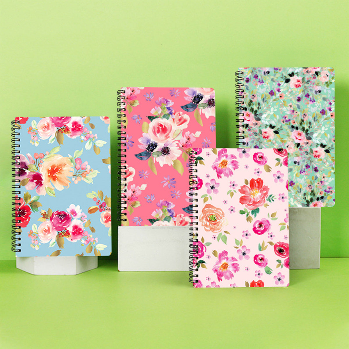 4 Pcs Loose-Leaf Notebooks Vintage Floral Thick Paper