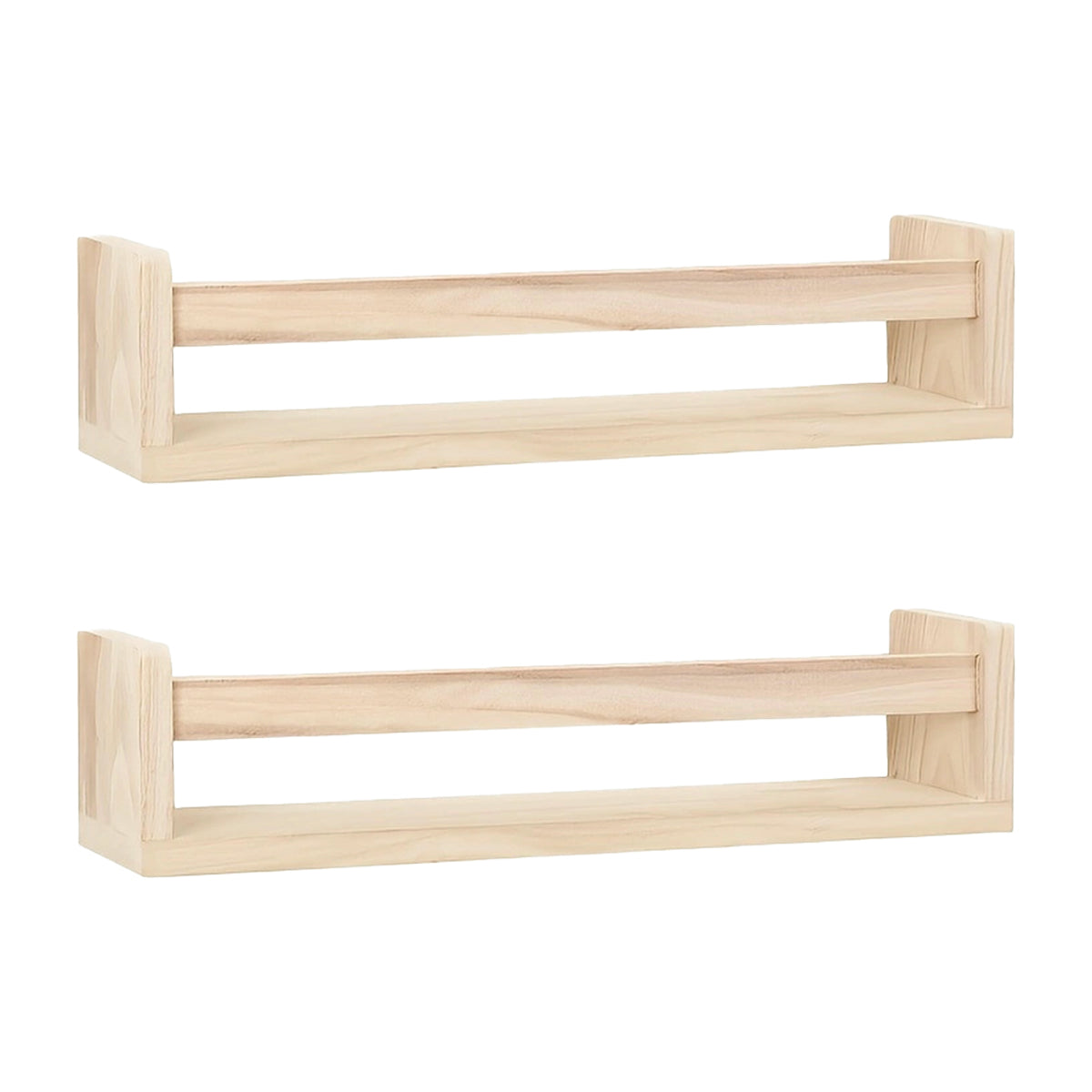 2 Pcs Solid Wood Wall Mounted Ledge Shelf